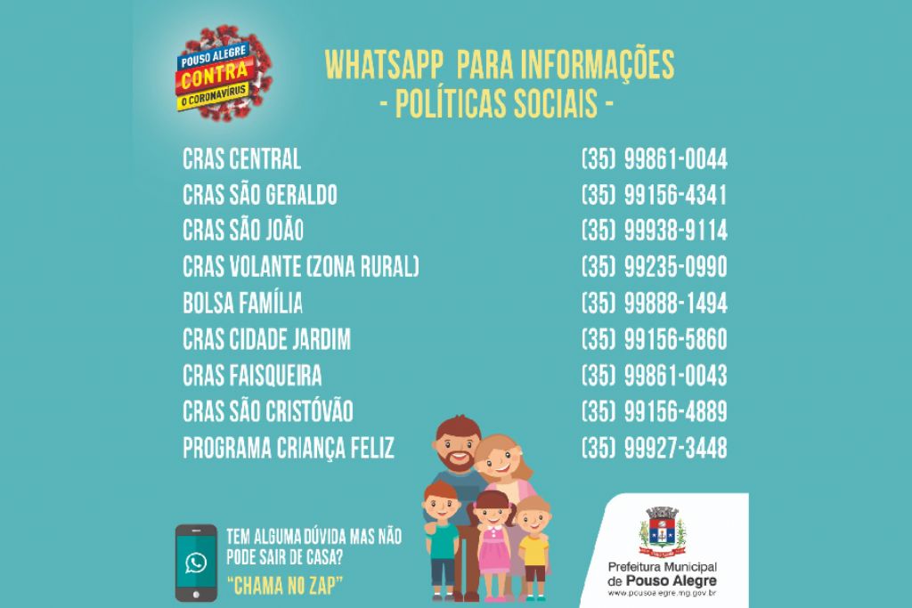 CRAS disponibilizam serviços de informações via WhatSapp no período de pandemia