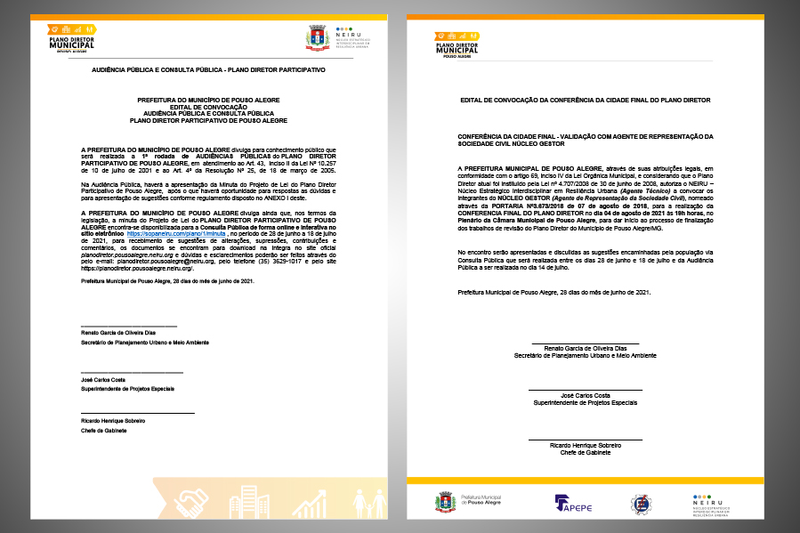 Prefeitura de Pouso Alegre faz convocação para processo de revisão final do Plano Diretor