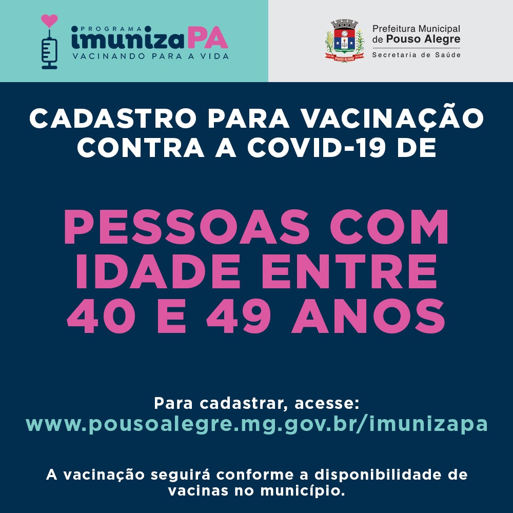 Pouso Alegre inicia vacinação contra a covid-19 de pessoas com 50 e 51 anos na sexta