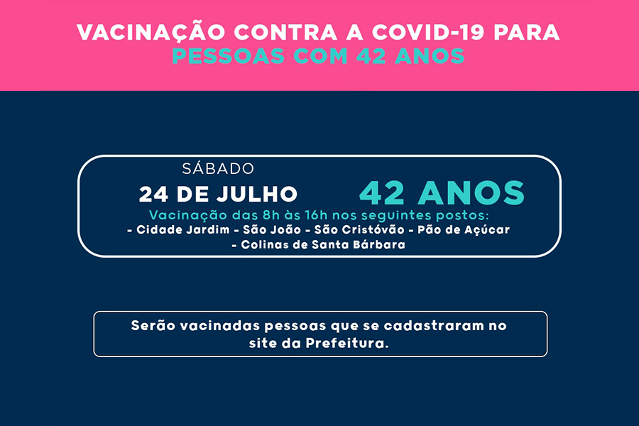 Pouso Alegre amplia a vacinação contra a covid-19 para pessoas com 42 anos