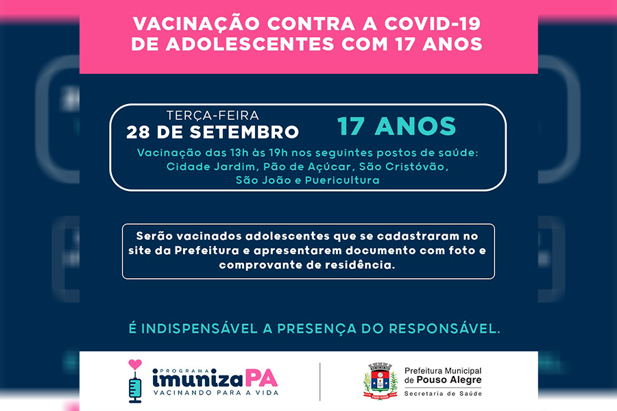 Vacinação de jovens de 17 anos e sem comorbidades contra covid-19 começa nesta terça