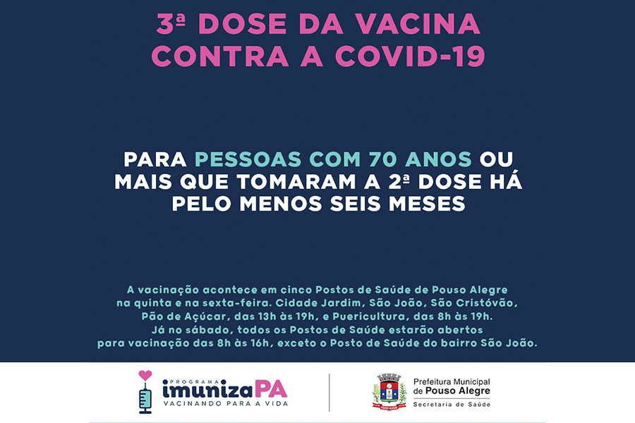 Pouso Alegre aplica 3ª dose contra covid-19 em diferentes públicos a partir dessa quinta