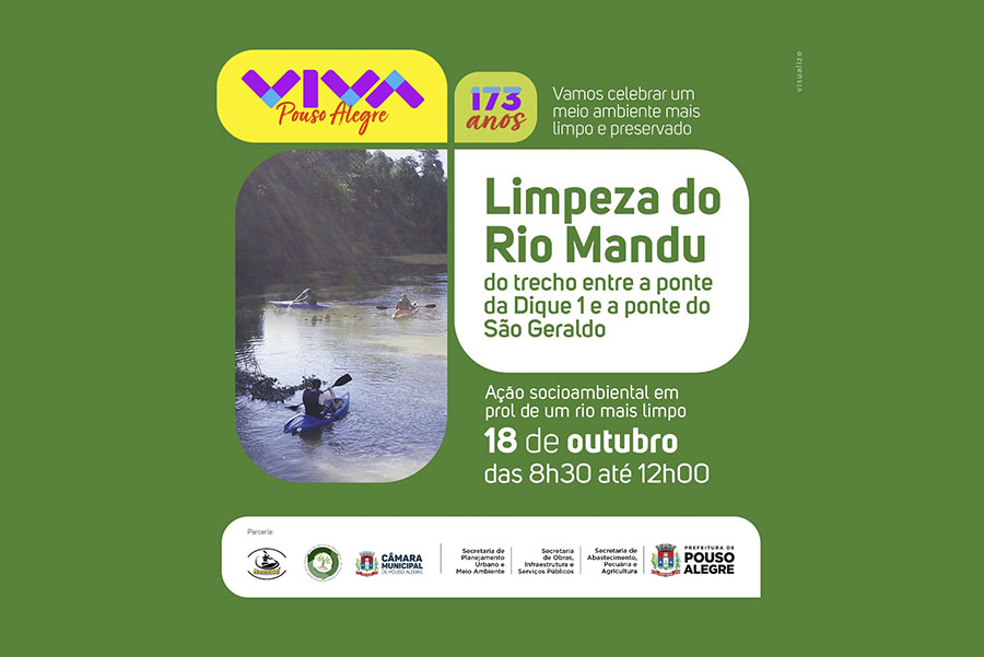 Parte do Rio Mandu passará por limpeza como parte das ações do Viva Pouso Alegre