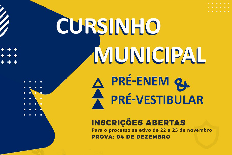 Cursinho municipal gratuito pré-ENEM e pré-vestibular abre inscrições em novembro