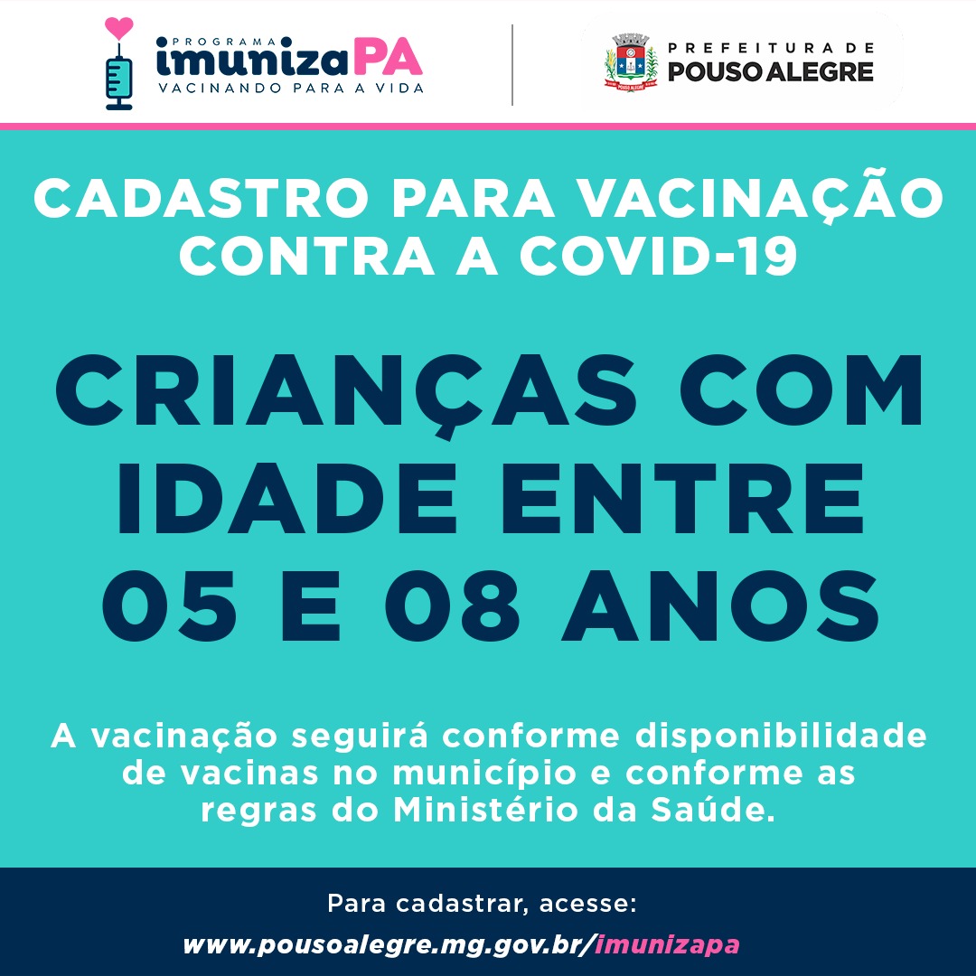 Pouso Alegre inicia cadastro de crianças entre 5 a 8 anos para vacinação contra covid