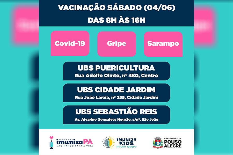 Prefeitura realiza sábado de vacinação contra gripe, sarampo e covid-19