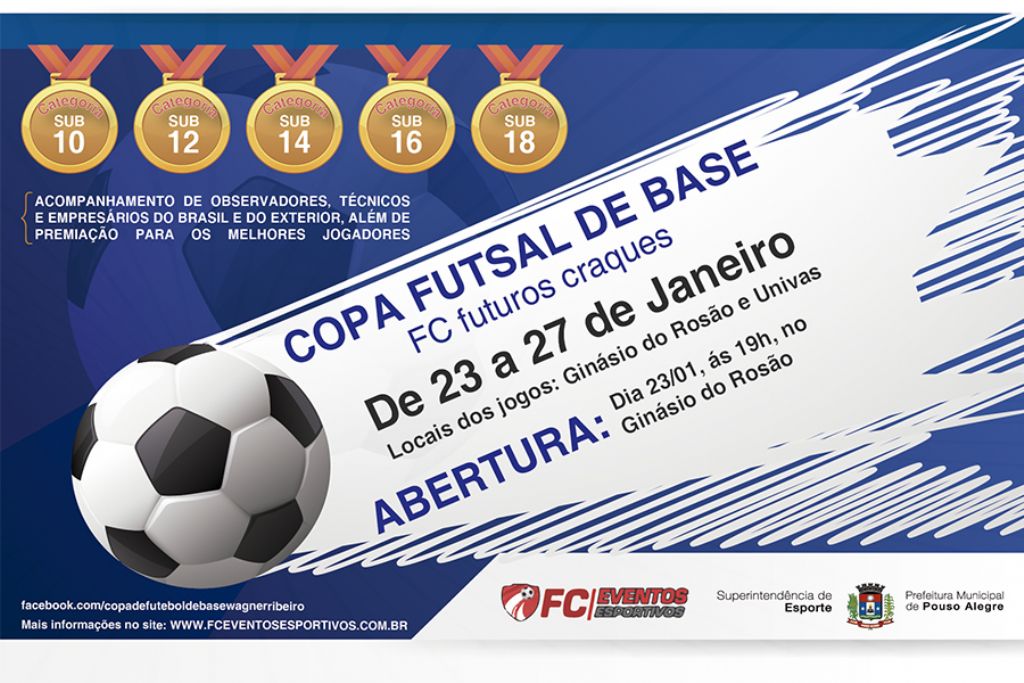 1ª Copa de Futsal de Base reúne mil atletas em Pouso Alegre, com apoio da Prefeitura